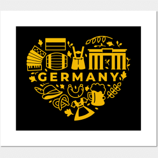 German Icons in a Heart Shape // Germany Pride Posters and Art